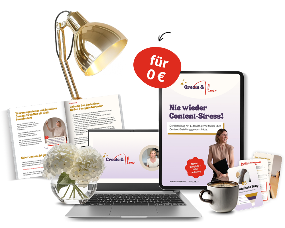 Nie wieder Content-Stress. Hol dir den unbezahlbaren Tipp für 0 Euro in dein Postfach. Der Ratschlag Nr. 1, den ich gerne früher gewusst hätte. Ideal für Solo-Selbstständige, die ihr Online-Marketing vereinfachen und optimieren möchten. Für zielgerichteten Content, Kundinnenansprache und mehr Umsatz.