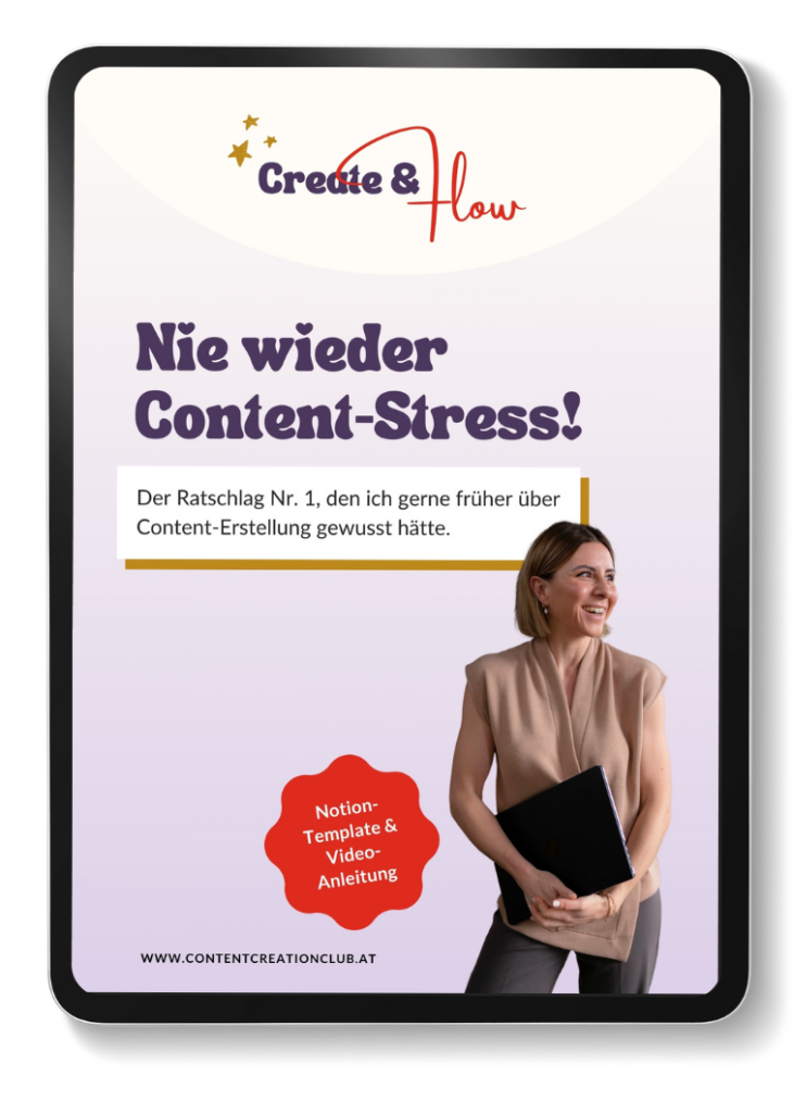 Nie wieder Content-Stress. Hol dir den unbezahlbaren Tipp für 0 Euro in dein Postfach. Der Ratschlag Nr. 1, den ich gerne früher gewusst hätte. Ideal für Solo-Selbstständige, die ihr Online-Marketing vereinfachen und optimieren möchten. Für zielgerichteten Content, Kundinnenansprache und mehr Umsatz.